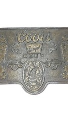 Vintage Coors Banquet Beer Belt Buckle Waterfall Lions Metal Brown Gold