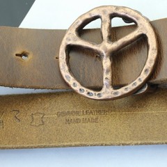Peace Sign Belt Buckle in Antique Copper, Antique Rustic Interchangeable Buckle
