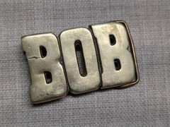 vintage 1970s belt buckle BOB western BRASS cowboy trucker NAMED custom