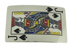 Initial Letter J Jack of Spade Lucky Las Vegas Casino Silver Metal Belt Buckle