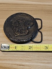 Vintage 1976 Western Cow Stamped G & H Metal Brass ? Belt Buckle