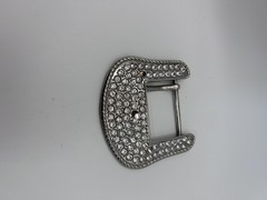 Shiny Rhinestone Western Belt Buckles Silver Metal 1.5 In Lot Of 4