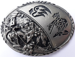 vintage oval silver SSI belt buckle end of the trail tired Indian Scout 4&Prime; long