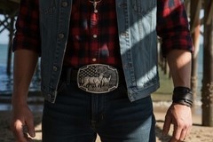 Men Women Dark Silver Metal Belt Buckle Deer Nature Western Biker Bold Fashion