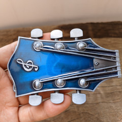 Blue Guitar Head Belt Buckle Western Cowboys Belt Buckle Mens Womens Belt Buckle