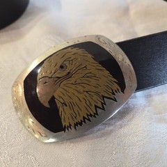 Belt Buckle Bald Eagle Head Gold Silver Copper Tone German Colorado Silver Star