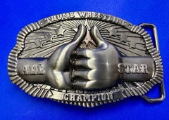 Thumb Wrestling All-Star Champion Trophy Award Belt Buckle New Condition