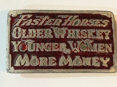 Vintage 1977 Great American Buckle Co Chicago Belt Buckle Faster Horses #750
