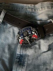New Texas Longhorn Bull Skull State Flag Western Cowboy Rodeo Belt Buckle