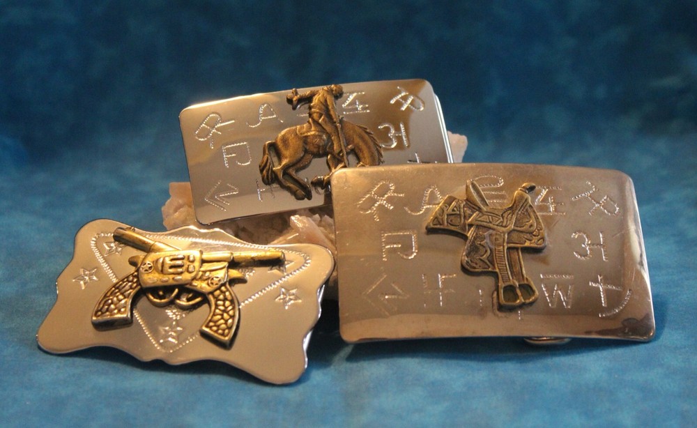 Set Of 3 Silver Tone Belt Buckles