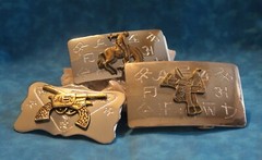 Set Of 3 Silver Tone Belt Buckles