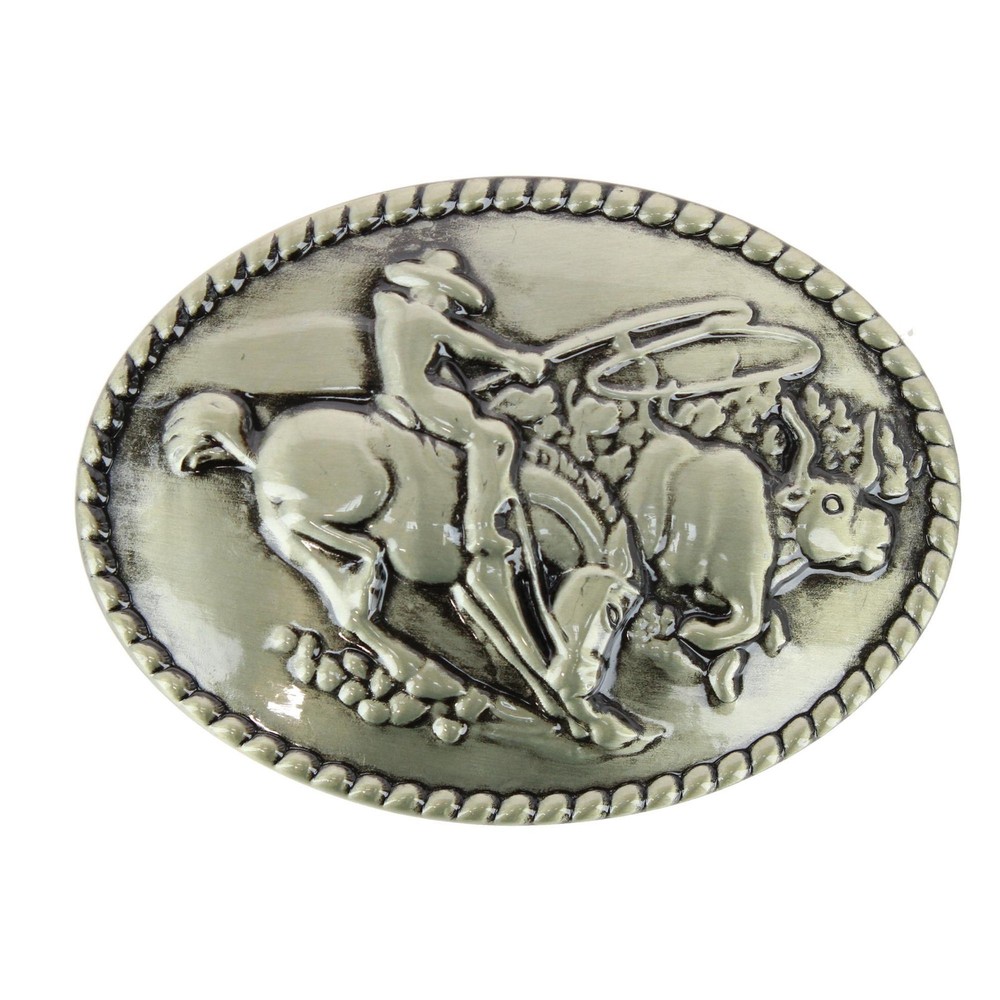 Wrangler Men&rsquo;s Roping Cowboy Belt Buckle Antique Brass Finish