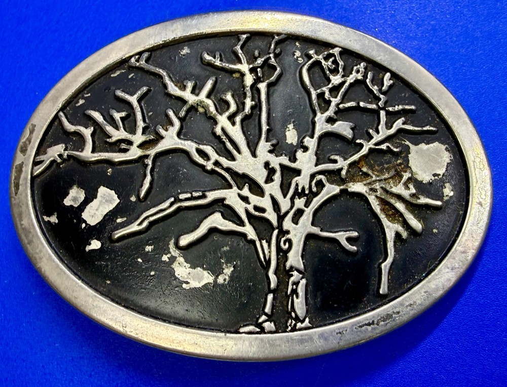 Tree Of Life =Black Enamel Oval Hippy Vibe Belt Buckle To Paint Restore