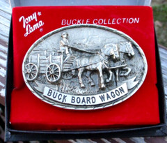 TONY LAMA Buck Board Wagon Wheel Series Belt Buckle FIRST Edition Limited horse