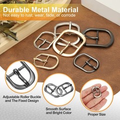 4 Pcs 0.6 Inch Single Prong Buckle Oval Center Bar Buckle, Black