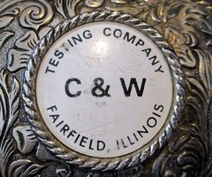 C & W Testing Company Fairfield IL Belt Buckle Vintage Collectible metal