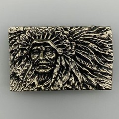 Vintage Pure Copper Indian Chief Portrait Men&rsquo;s Belt DIY Board Buckle
