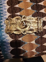 Vintage Gold Tone Buckle Beautiful Details Two Piece Buckle Unisex