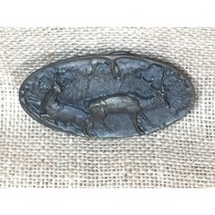 Vintage 1975 Al Dez Denver Deer Belt Buckle Bronze Tone Oval Wildlife Western