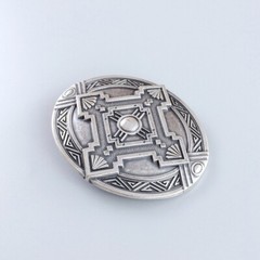 Vintage Silver Plated Oval Cross Celtic Knot Southwest Belt Buckle Boucle