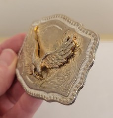 Vintage American Bald Eagle Belt Buckle. Made In USA. Silver Tone Eagle.