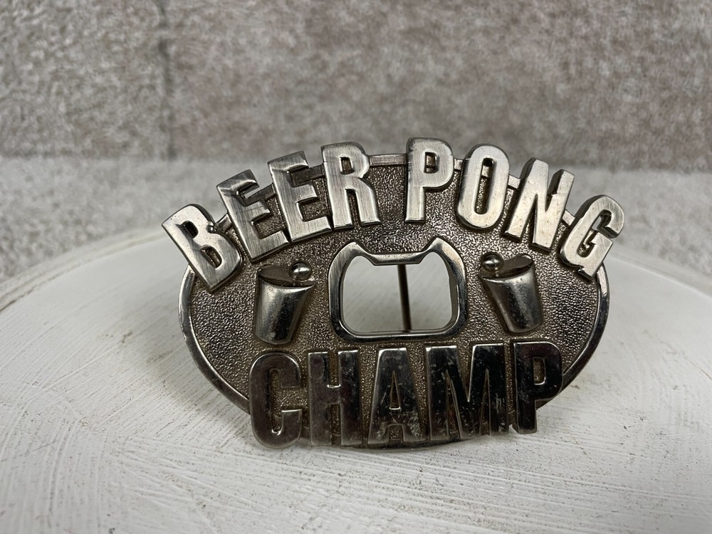 Kalan Beer Pong Champ w/ Built In Bottle Opener 2.5&Prime;x4&Prime; Oval Belt Buckle