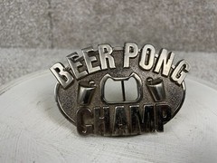 Kalan Beer Pong Champ w/ Built In Bottle Opener 2.5&Prime;x4&Prime; Oval Belt Buckle