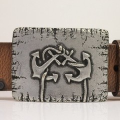 Double Anchor Belt Buckle in Antique Silver – Maritime Metal Buckle