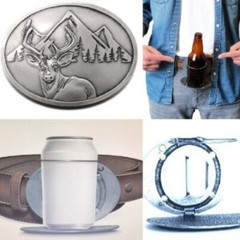 50 POINTER DEER HUNTER HUNTING BEVERAGE BEER CAN BOTTLE HOLDER BELT BUCKLE