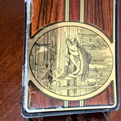 Vtg 1984 NAP Solid Brass Belt Buckle Bass Fish Woodgrain Western USA Leather