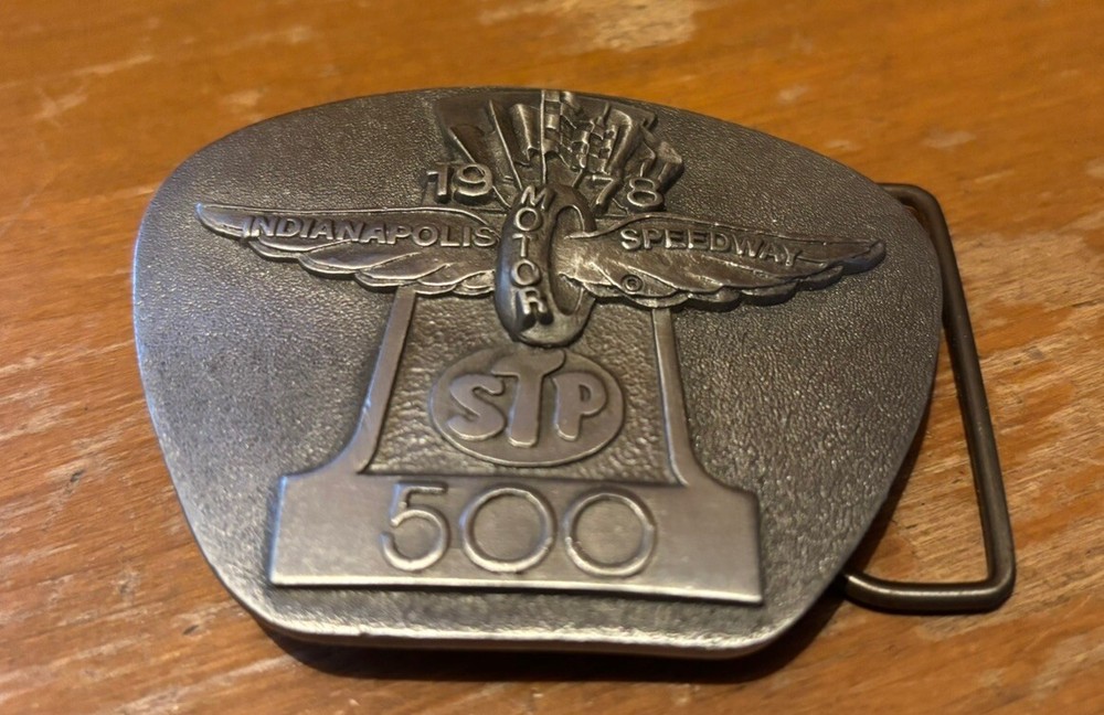 STP PIT BADGE Indianapolis 500 Motor Speedway Brass Belt Buckle-1978 #’ed/500