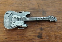 Fender Stratocaster Guitar Belt Buckle Gun Metal Grey 5&Prime;
