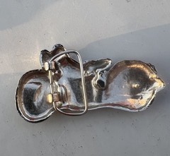 4&Prime; Wide Figural Motorcycle W/ Saddle Bag Silver Color Bikers Belt Buckle