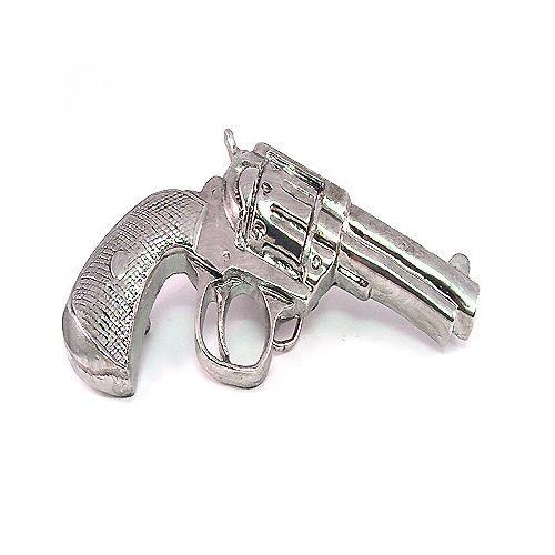 Cowboy Gangsta Revolver Pistol Hand Gun Weapon Biker Silver Chrome Belt Buckle