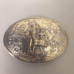 Aminco Belt Buckle Lot Mens Silver Western Heritage Floral Dancing Couple Set 2