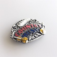 Vintage Style Enamel Western Country Music Belt Buckle