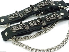 Genuine Leather Biker Motorcycle Boot Straps Chain Buckle Women&rsquo;s Men&rsquo;s PAIR NEW