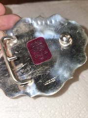 VTG Crumrine American Eagle Flag Belt Buckle Heavy Silver Plate/Bronze USA Shiny