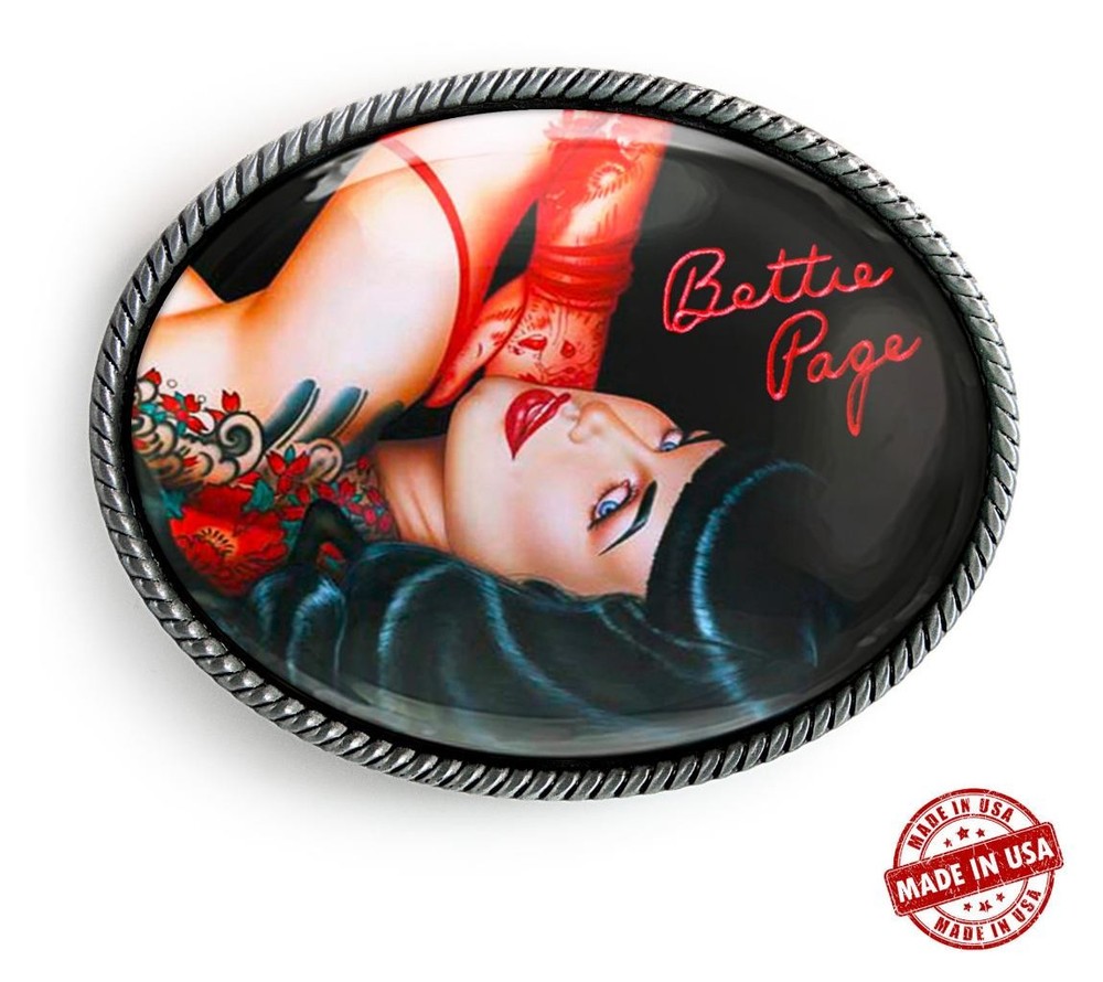Betty Page Fetish Pinup Girl Japanese Geisha Handmade Artisan Belt Buckle