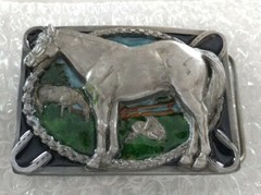 HORSES HORSE SHOES THEMED HORSESHOES FARM ROPE WESTERN BELT BUCKLE