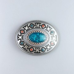 Vintage Silver Plated Celtic Totem Oval Southwest Belt Buckle Boucle de Ceinture