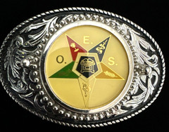 VTG Masonic Symbols O.E.S. Belt Buckle Silver Tone Freemason GAOTU Fraternal