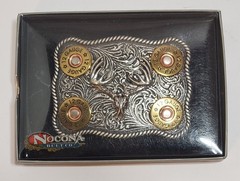 Nocona Whitetail Buck Skull Shotgun Shells Rectangular Belt Buckle
