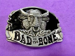 Bad to the Bone Longhorn Cow Bull Head Steer Western Cowboys Devil Belt Buckle