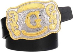 INITIAL (G) BELT BUCKLE LETTER COWBOY WESTERN RODEO TEXAS STAR Hebillas Vaqueras