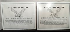 LOT OF 5: 2 NRA COMMEMORATIVE BUCKLES ( 2014 2015) & 3 VINTAGE PINS