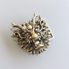 Vintage Bronze Plated Rhinestone Imitate Plastic Peal Dragon Belt Buckle