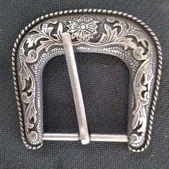 Antique Belt Buckle 1 1/2&Prime; Antique Worn Western Floral Engraved-