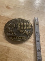 Hesston Rodeo Vintage Belt Buckle Solid Metal Western Collector SOLID METAL 1978