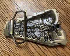 Vintage Solid Brass Train Engine Locomotive Brass Belt Buckle 5321